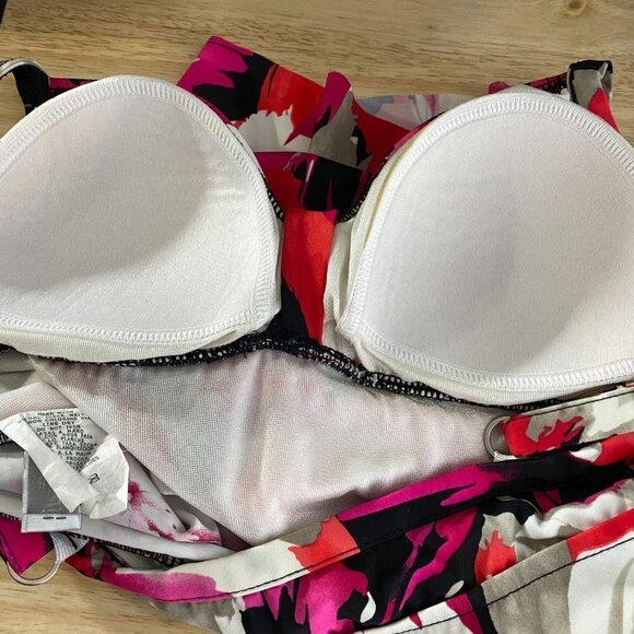 Magicsuit Tankini Swim Top Asymmetrical Floral Ruffle Women's Size 10 - Picture 6 of 7